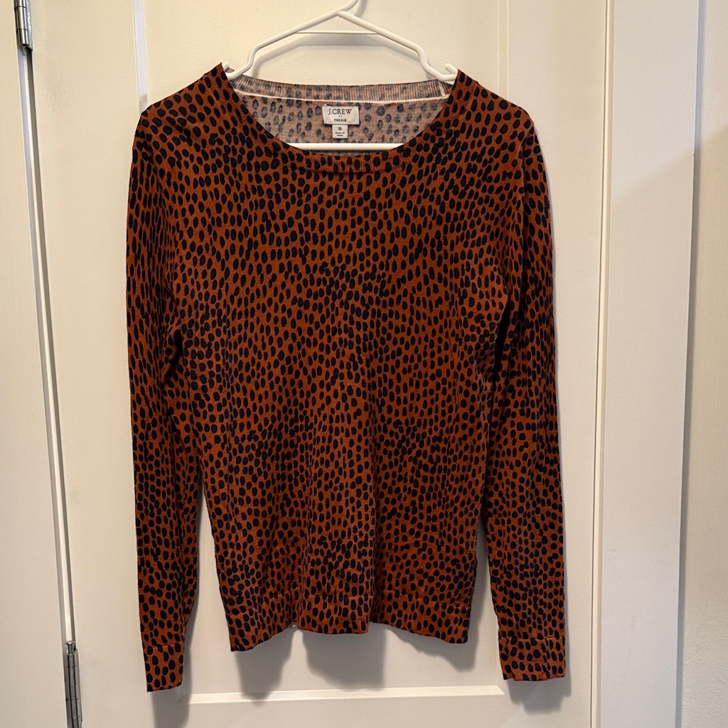 J Crew Women's Factory Teddie Giraffe Print Knit Top Size S